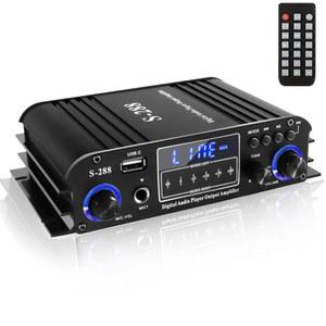 로믹타 4채널 블루투스 5.0 스테레오 앰프, 50Wx4 하이파이 파워 1200W 최대, USB/SD/FM, 홈 시어터 및 노래방용 클래스 D 오디오 수신기, 리모컨 전원 어댑터 포함