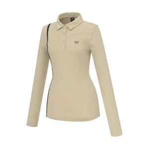 [아웃도어스/23구골프]여성 스몰로고 배색 라인 긴팔 카라 티셔츠 EN4LTS052