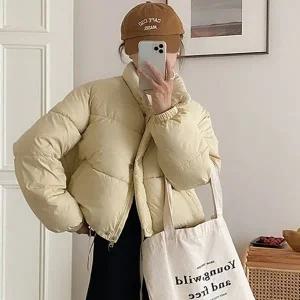 여성 크롭 패딩 데일리 스탠드넥 경량 여성 숏 패딩 겨울 아우터 아웃도어 스포츠 간절기 캐주얼