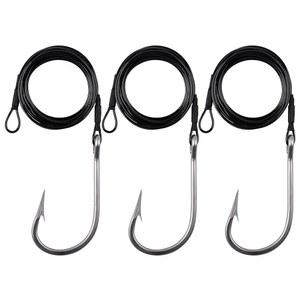 OROOTL 낚시 상어 갈고리 리그, 참치 갈고리가 있는 3가지 pcs 서핑 리그 스테인리스 스틸 와이어 리더 할리벗을 위한 빅 게임 심해 장비