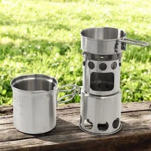 백패킹 캠핑 낚시 1-2인용 우드 스토브 미니 코펠세트