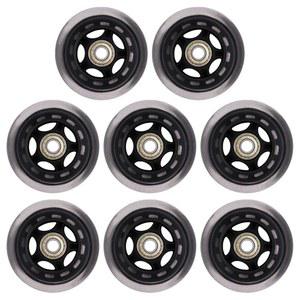 [미국배송] 베어링이 있는 벤리우드 인라인 스케이트 휠 사무용 의자 수하물용 76MM 실외 및 실내 투명 휠(8팩 검은색) 3인치 롤러 블레이드