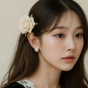 [룽스]플라워 포인트 장미머리핀 헤어집게핀