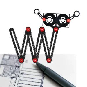 6관절 마킹 자 타일 목공 각도 측정 모형 재단공구 곡선 연귀 틈새게이지 각도기