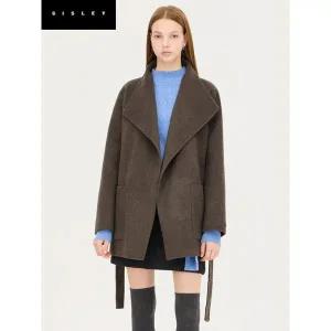 [하프클럽/시슬리]샬롯 숄카라 벨티드 코트_SACTC5561