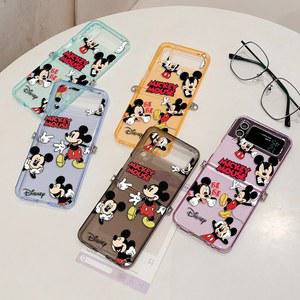 삼성 갤럭시 Z Flip3 Flip4 Flip5 Flip6 Flip7 5G 반투명 접이식 소프트 TPU 커버에 대한 재미 있은 멋진 미키 귀여운 케이스