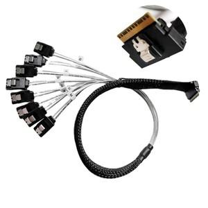 Slim Line SAS4.0 SFF-8654 8i to SATA 8 Ports Adapter Target Hard Disk호환50cm Cable For Server Mini