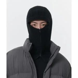 램스울 지퍼 니트 바라클라바 블랙 401958
