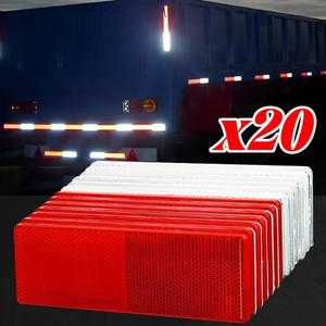 1-20Pcs 트럭 접착 직사각형 플라스틱 반사판 바이크 오토바이 경고 플레이트 스티커  기호 빨간색 흰색