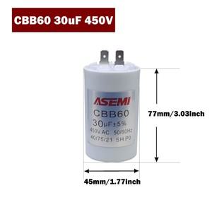 CBB60 30uF 450V 77mm 45mm ASEMI 모터 작동용 커패시터 산업용 팬용