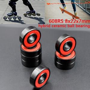 8pcs 608RS 고속 볼 베어링 8227 하이브리드 세라믹 스케이트 보드 휠 철강 ABEC-11
