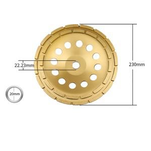 콘크리트 다이아몬드 더블 로우 그라인딩 휠 대리석 화강암 앵글 연마기 공구 9 인치 샌딩 디스크 조리개 2