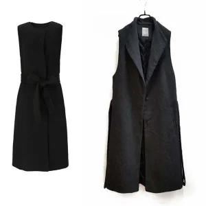 [골드스마일]W20729 고퀄 노카라 벨트 모직 롱조끼 코디 모직정장