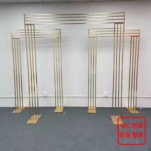 골드 플라워 웨딩 아치 사각 프레임 인공 꽃 배경 스탠드 (식사 장식용)