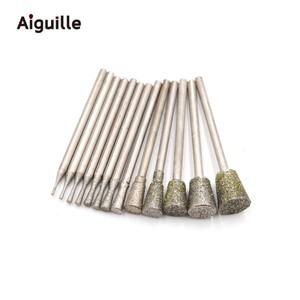 C7 2.35mm 생크 다이아몬드 그라인딩 버 치아 비트 옥 스톤 포인트 필링 연마 20 개