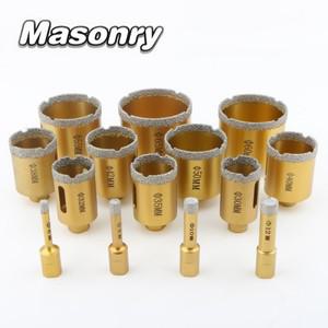 브레이징 건식 다이아몬드 구멍 톱 비트 세트 M10 나사산 타일 세라믹 석 화강암 톱 홈 DIY 도구 정원 수리
