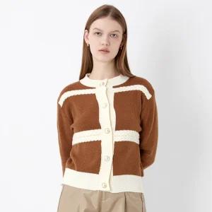 꽈배기라인 배색 가디건 (VFCCX2965)