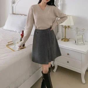 [옷자락]여자 플리츠 A라인 겨울 데이트룩 러블리 미니스커트_P412916028
