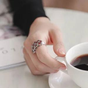 바이데이지 91R0112 탄생석 가넷 마카사이트 실버반지