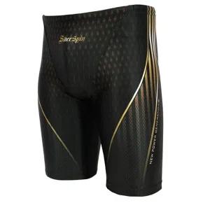 [아레나]실버스핀 남성 5부 수영복 초중급용 블랙골드 TQM302 폴리백