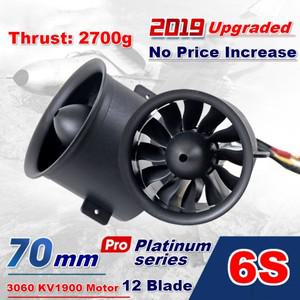 FMS 70mm 덕트 팬 제트 EDF 유닛 6S 프로 12 블레이드 3060 KV1900 인러너 모터 엔진 포함 RC 비행기 모델