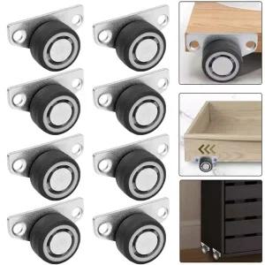 측면 장착 롤러 방향 트랙 풀리 무소음 TPE 고무 바퀴 범용 가구 캐스터 서랍 캐비닛 간편 바퀴