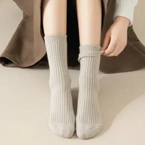 겨울 보온 울 골지 양말 중목 무지 정장 여성 패션 장목 양말 니삭스