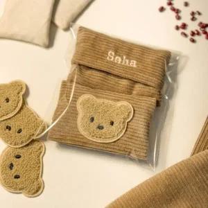 (상품선택 1.미니)주문제작 자수 핫팩 주머니 파우치 손난로 곰돌이 코듀로이 미니 수제 커스텀 곰 보관 가