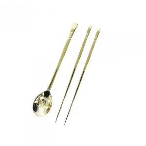 골드 수저 젓가락 성인용 휴대용 주머니 케이스 포함