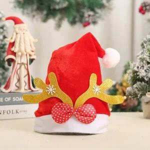 ( )황금 사슴뿔 리본 루돌프모자 크리스마스 산타모자