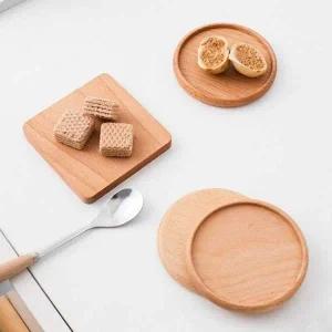 [셀러에이드]원목 나무 컵받침 티컵 코스터 홈카페 잔받침 우드 컵 트레이
