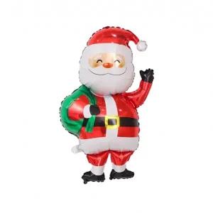 ( )가방메고 손흔드는 산타은박 풍선 크리스마스 실내장식 연말 홈파티 트리 파티 x mas 겨울 성탄절 선물