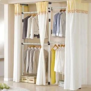 ( )무타공 공간활용 4단 옷걸이 행거 정장 점퍼 셔츠 의류 원룸 아파트 오피스텔 걸이 커튼형