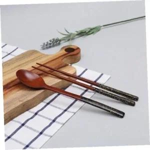 [골드스마일]로즈우드 원목 수저세트 투톤 숟가락 젓가락 일체형 블랙 색상
