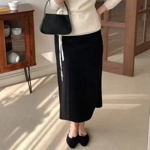 [다잇템] 여자 슬림 일상룩 골지니트 FW 일자 롱스커트_23867277_588872