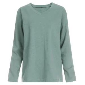 여성 베이직 브이넥 슬라브 면 국산 긴팔 티셔츠 DAI-WSH-1056-민트