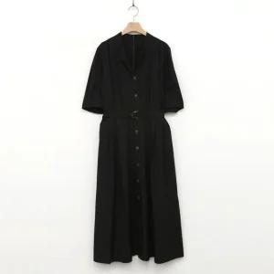 베일리 국산 여성 하프넥 단추 오픈 5부 소매 롱 원피스 MSM-WDR-2318-블랙