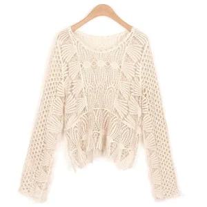 [샵엔]여성 크로셰 레이어드 에스닉 니트티 PIC-WKN-1323-화이트