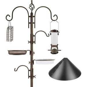 다람쥐 배플 및 스위트 케이지 야생 조류 먹이통 키트, 메쉬 트레이, 과일 후크 및 야생 조류 유인용 더블 W 후크가 포함된 조류 먹이통 키트