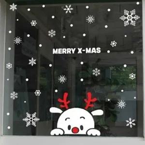 ( )크리스마스스티커 크리스마스눈스티커 겨울쇼윈도우스 데코 겨울 장식 꽃 창문 유리스티커 쇼윈도우스티