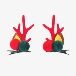 루돌프 머리핀 럭셔리 산타머리핀 크리스마스삔 크리스마스파티소품 루돌프집게핀 겨울머리핀