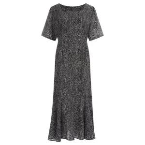 [여름바캉스룩완성]여성 셔링 스퀘어 반팔 롱 원피스 PIC-WDR-1396-블랙