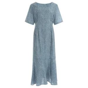 [여름바캉스룩완성]여성 셔링 스퀘어 반팔 롱 원피스 PIC-WDR-1396-블루