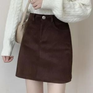 [라일리여성의류] Rly 여성 하이웨스트 A라인 코듀로이 미니 스커트