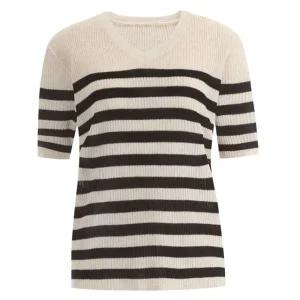 베이직 국산 여성 골지 단가라 V넥 반팔 니트 티셔츠 21DS-WKN-1522-블랙