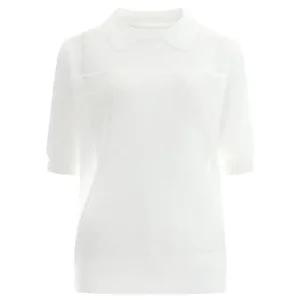 솔리드 여성 카라  레귤럿 반팔 니트 티 21DS-WKN-1436-화이트