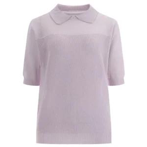 솔리드 여성 카라  레귤럿 반팔 니트 티 21DS-WKN-1436-퍼플