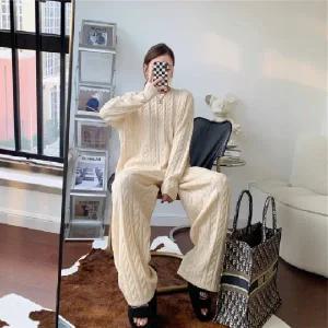 엠로트 겨울 3color 꽈배기 투피스 스웨터 니트 여성 케이블 가디건 부드러운 루즈핏