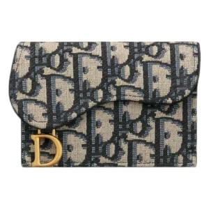 디올 여성 새들 플랩 카드 홀더 BLUE S5611CTZQM928