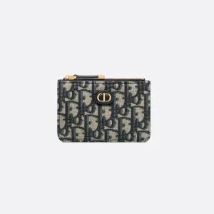 디올25FW 30 Montaigne Marigold 지퍼 카드 지갑 블루